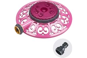 Sprout 65100-AMZ Melnor Metal 8-Pattern Sprinkler and QuickConnect Product Adapter Amazon Bundle, Raspberry Red