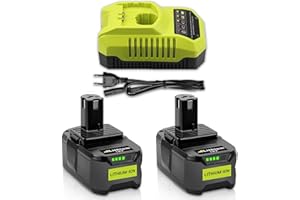 IBANTI 2Pcs 5.5Ah Batterie de Rechange pour Ryobi 18V Batterie P108 avec 3A pour Ryobi Lithium-ION & NI-Mh Chargeur 9.6V-18V BCL14181H Compatible avec RB18L50 RB18L40 RB18L25 RB18L15 RB18L13