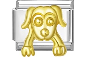 Quiges - 9mm Italian Style Charm Modul Edelstahl Hund für Italienische Armbänder
