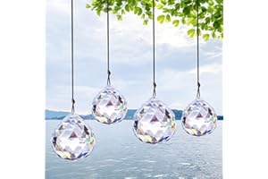 MECCTUCK 4 sztuki kryształowych zawieszek, kryształowych zawieszek, łapacz słońca, dekoracja wisząca, szklane kryształy do zawieszenia, łapacz słońca, do zawieszenia na oknie, dekoracja ogrodowa