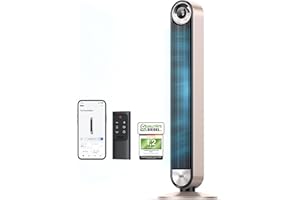 Dreo 25dB Smart Leiser Turmventilator mit Kühlung, 106cm WiFi Alexa Tower Fan, 90grad oszillierender Ventilator, Fernbedienung 9-Geschwindigkeit 4 Modi 12 Std Timer Sprachsteuerung, Sternenlicht