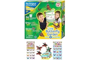 Toy Galaxy Insect Lore Butterfly Garden Habitat Complete Starter Kits | Grow Caterpillars to Butterflies | Kids Explorer Kit Butterfly Bundle With 12 Stickers, 12 Tattoos & Glider