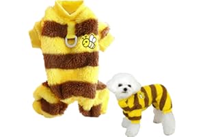 LUVDECO Warm Pet costumes Cozy Bee Dog Hoodie, Soft Fleece Pullover Sweater with D-Ring for Warmth, Cute Pet Costume for Small Medium Dogs and Cats (S)
