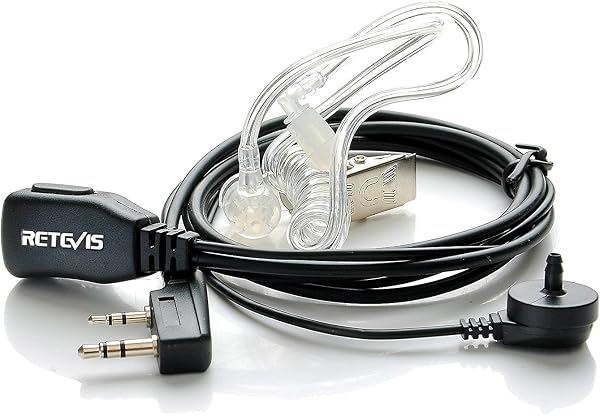Retevis Walkie Talkie Earpiece, 2 Pin Security Headset, Surveillance Earpiece Compatible for Retevis RT24 RT27 eSynic UV-5R Baofeng 888S BF-88E Kenwood Two Way Radio (1pcs) - 1