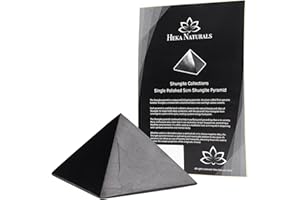 Heka Naturals Piramida z polerowanego czarnego kryształu Shungite | Dekoracja domu, kamień szungitowy przeciwko EMC - Medytacja kamieni czakr łagodzących stres, skuteczna w walce z negatywną energią