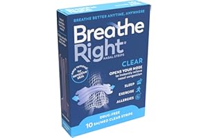 Breathe Right Clear Small/Medium 10 Pieces, Nasal Strips for Snoring, Nose Strips for Breathing, Blocked Nose Relief, Drug-free Snoring Aid for Men and Women, Packaging may vary