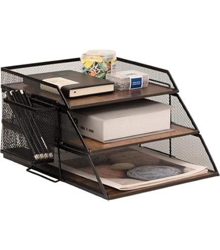 EasyPAG Organizer Da Scrivania 5 Ripiani - Vassoio Rete Per Documenti A4, Nero - Foto 13