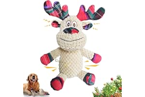JWTEEE Hundespielzeug Weihnachten, Weihnachts Rentier Plüschtier mit Quietscher & Knisterfolie, Interaktives Hunde Spielzeug für Small, Mittel und Große Hunde, Weich und Langlebig