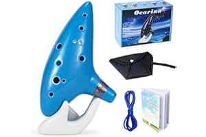 VixxNoxx Zelda Ocarina 12 trous Alt C, Ocarina of Time Replica, instruments de guérison sonore pour adultes débutants avec stand d'affichage tutoriel (bleu ciel)