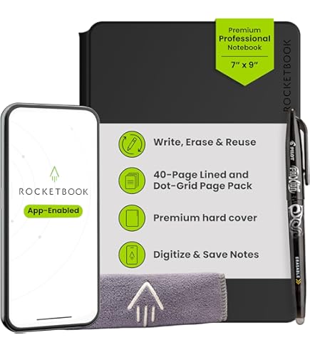 ROCKETBOOK Pro Lined Page Pack | Scannable Pro Notebook Paper - Schrijven, scannen, wissen, hergebruiken | 20 gelinieerde vellen, wit | Uitvoerend formaat: 6 x 8,8