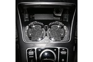 PTNKUIIY 2 Stücke Bling Kristall Auto Untersetzer,Universal Glitzer Strass Auto Getränkehalter Auto Innere Zubehör Silikon Anti-Rutsch Untersetzer Bling Kristall Auto Zubehor Innenraum,Schwarz