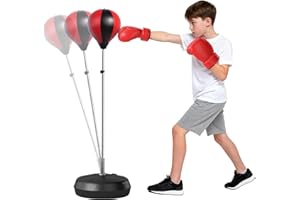 ‎HOMCOM HOMCOM Punchingball Set 126-144cm Höhenverstellbar Boxstand mit Ständer Boxbirne Boxhandschuhen Pumpe Punching Bag freistehender Boxsack Speedball Boxen Standbox-Trainer für Erwachsene Jugendliche