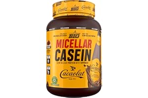BIG - Caseina Micelar - Caseina Proteina de Liberación Sostenida para Recuperación y Masa Muscular - Baja en Grasas y Carbohidratos con Textura Cremosa (Sin toppings, Cacaolat)