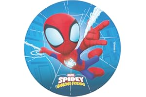 Dekora, Oblea Comestible de Spidey, Decoración para Tarta de Cumpleaños de Marvel, Disco Redondo 20 CM