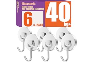 Neosmuk Swing Magnethaken Silber,40kg Magnet Haken Extra Stark für Spind Organizer,Neodym Magnete,Haken Magnetisch Sehr Stark für Werkstatteinrichtung,Heckzelt,Grill