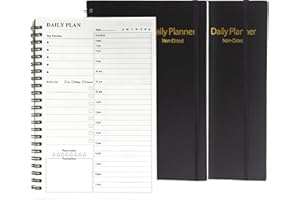 JIEYAN Tagesplaner Undated, To Do Liste, Zeitmanagement Aufgabenliste Tagesplaner Block, Kraft Cover Tagesplanung Notizbuch für Office Schule Organizer 76 Blätter/152 Seiten 21x14cm (2 Stück)