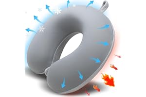 FANHOMAS Cuscino cervicale per aereo, cuscino da viaggio in memory foam, a forma di U, cuscino da viaggio per adulti, estivo, per aereo, auto, ufficio (velluto + seta di ghiaccio)