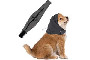 YNR Cache-Oreilles pour Petit Chien,Snood pour Oreilles Calme à Un Endroit Bruyant,Chauffe-Cou et Oreilles de Chien Snood Oreilles avec Auto-adhésif Réglable pour Réchauffement du Cou,Gris S