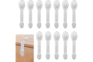 SCROLIEY 12 Pezzi Blocca Cassetti per Bambini Adesivi,Sicurezza Cassetti Bambini,per Armadietto,Cassetto,Armadio,Frigorifero,Blocca Cassetti per bambini con 3M Adesivo Nessun Trapano Necessarioc- Bianca