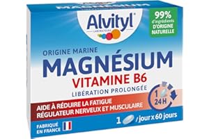 Alvityl Magnésium 300mg + Vitamine B6 - Libération Prolongée - Diffusion lente et progressive - Magnésium d'origine Marine - Stress, Fatigue, Irritabilité - Fabriqué en France - Comprimés 60 jours
