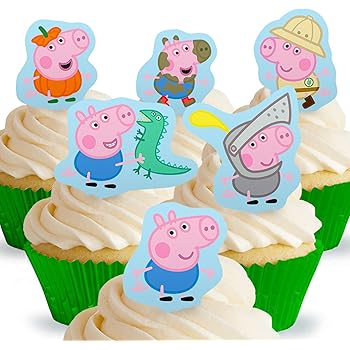 12 X Pre Cut Peppa Pig George Stand Up Edible Cake Toppers Amazon