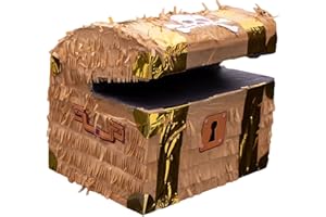 Goodtimes Pinata Treasure Chest Brown 30 cm Long Party Game for Filling with Sweets and Smashing as a Gift Idea for Birthday Wedding JGA