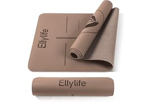 Ellylife Tappetino Yoga,Extra Spesso Yoga Mat, Antiscivolo in Gomma Naturale e Eco TPE con Cinghia,Resistente agli Strappi, per Yoga, Pilates e Fitness a Casa
