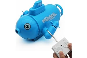 Escomdp Mini RC Submarine Toy 4CH Cute Radio Remote Control Boat Electric Dive Led Light for Fish Tank Water Tub Kids Children Birthday Gift (Blue)