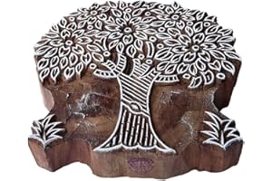 Royal Kraft Indian Print Block Large Leafy Tree Pattern Big Wooden Stamp