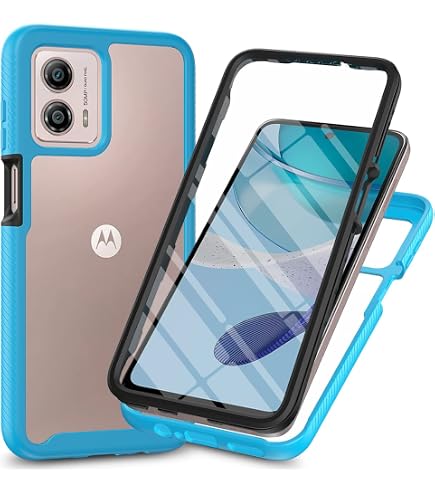 SEAHAI Cover Trasparente Per Motorola Moto E14/G24/G24 Power/G04/G04S - Custodia Rigida Antiurto Con Paraurti TPU, Colore Azzurro