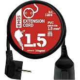 EMOS Extension Cable 1.5 m, 1 Plug, 250 V, PVC, Indoor, Black