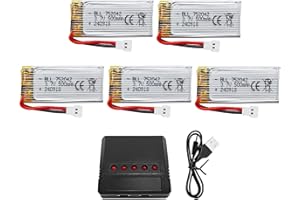 ZYGY 5PCS 3.7V 500mAh 25C Battery & 5en1 Chargeur pour H31 H37 H6D Hubsan X4 FPV H107C H107D H107L H107P H108 JXD392 JXD388 JXD385 UDI U816A SYMA X5C X5SW HS180 HS180 HS170 TR-C385 TR-P51 TR-F22