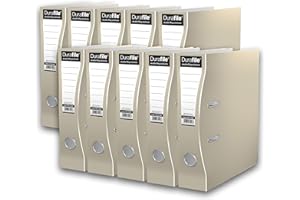 Durafile Lever Arch Files, Buff, Pack of 10 Folders, Heavy Duty Board Construction Suitable for A4 Size Documents, Ideal folders for School, Home and The Office