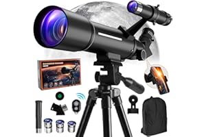 CAMZESTE Télescope Astronomique Adulte Enfant, 500/70mm, 200x Lunette Astronomique Réfracteur avec Adaptateur de Téléphone Trépied et Filtre Lune et Chercheur pour Débutants Enfants et Amateurs pour Observer