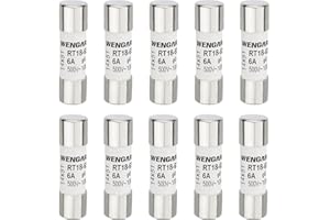Wengart 10 fusibles de cerámica cilíndrica CA RT18-63 (RO16), 14x51 mm, CA 500V 6A 100kA, apto para electrodomésticos, instalaciones industriales, edificios eléctricos
