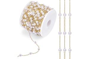 BEEFLYING 10 Meters Pearl Beading Chain with Spool Copper Necklace Bracelets Chains for Jewelry Making Crafts Supplies