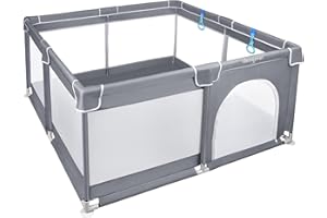 HENGMEI Baby Laufgitter Laufstall Absperrgitter 127x127cm Aktivitätszentrum mit Rutschfester Basis, atmungsaktivem Netz Sicherheitsspielplatz (127 X 127cm)