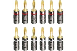 Sequpr Fiches Banane 12 pièces (6 Paires), Connecteurs Banane, Fiche Banane pour Câble Enceinte Câble de Haut-Parleur Amplificateur Récepteur AV