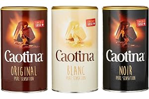 Caotina Uppsättning av 3, original, svart, vit, kakaopulver med schweizisk choklad, drickchoklad, varm choklad, 3 x 500 g