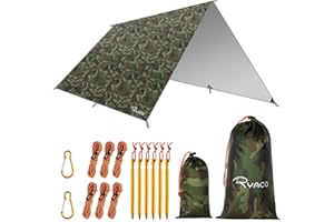 RYACO Toldo de Refugio Impermeable 3M*3M, Hamaca Tienda de campaña, portátil, Ligera, Impermeable, Refugio para Camping, Senderismo, Mochila (Camuflaje, 3m x 3m)