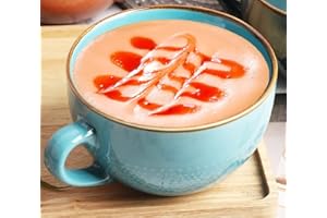 TUYINES Filiżanka do kawy, 700 ml, duża filiżanka z kamionki, do cappuccino, filiżanka XXL, kubek ceramiczny, duże miseczki do musli z uchwytem, miska do sałatki, filiżanka do kawy z porcelany