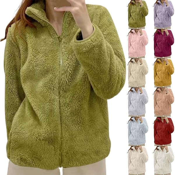 Veste Polaire Femme Fille Chaude Sweats Manteau à Capuche Zippé Laine épais Blousons Fourrure Hooded Femme Coat Manche Longue Cardigan Casual Bloc De Couleur Mode Hiver Outerwear