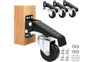 RRIUTO Roulettes Pivotantes pour Charges Lourdes avec Fonction de Levage et d'abaissement, Lot de 4 Roulettes de Meubles Jusqu'à 400 kg, Roulette d'établi PU Roulettes pour Machines et Tables