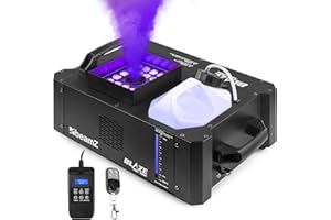 BeamZ BLAZE1800 Machine à Fumée Verticale et Horizontale RGBA - 1800 Watts, 24 LEDs de 4W, Réservoir 2,8L avec Indicateur, Modes DMX ou Autonome, Idéale pour Créer vos Soirées DJ ou Concerts