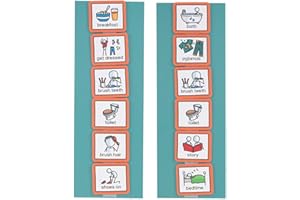 CREATE VISUAL AIDS Morning and Bedtime Routine Chart to support routine and transition for children, early years, toddlers, autism, adhd, speech and language difficulties, learning difficulties with 12 pecs cards.