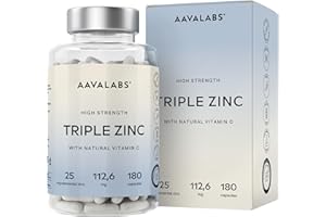 Zinco Integratore Alimentare [25mg] AAVALABS con Vitamina C - Zinco a Spettro Completo: Zinco Picolinato, Zinco Bisglicinato, Monometionina - Integratori Pelle Alto Assorbimento, 180 Capsule Vegan