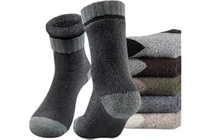 BTkviseQat Skarpety męskie, skarpety termiczne, 5 par, grube, ciepłe, oddychające, wełniane skarpety na zimę, zimną pogodę, rozmiar 39-45, 5 kolorów, rozmiar uniwersalny