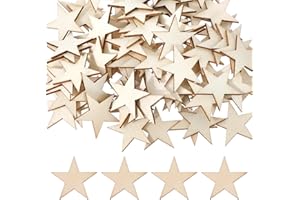 JJUNW 100 Stück Holzsterne Streudeko, Holz Sterne Deko Klein Holzsterne zum Basteln, 2,5 cm Stern Scheiben Holzstern Tags Sterne Deko Konfetti für DIY Basteln Tischdekoration Weihnachten Deko