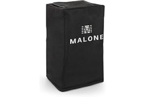 Malone PA Cover Bag 8 for PA Speaker Boxes - Nylon Protective Cover, Speaker Cover, 8? Protective Case for Speakers, Nylon, Zipper, Handle Strap Lanyard, 24 x 38 x 18 cm (WxHxD), Colour: Black