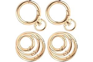 BOXOB 8pcs Mousquetons en Métal, Dont 2 Clips Ronds à Ressort en O avec Anneau en D Rotatif Mousqueton Gâchette Fermoir Porte-Clés pour Sacs Cordon Dragonnes de Sac à Main Bricolage (Or)